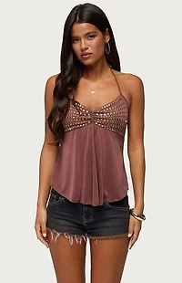 Edikted Ivana Studded Halter Top
