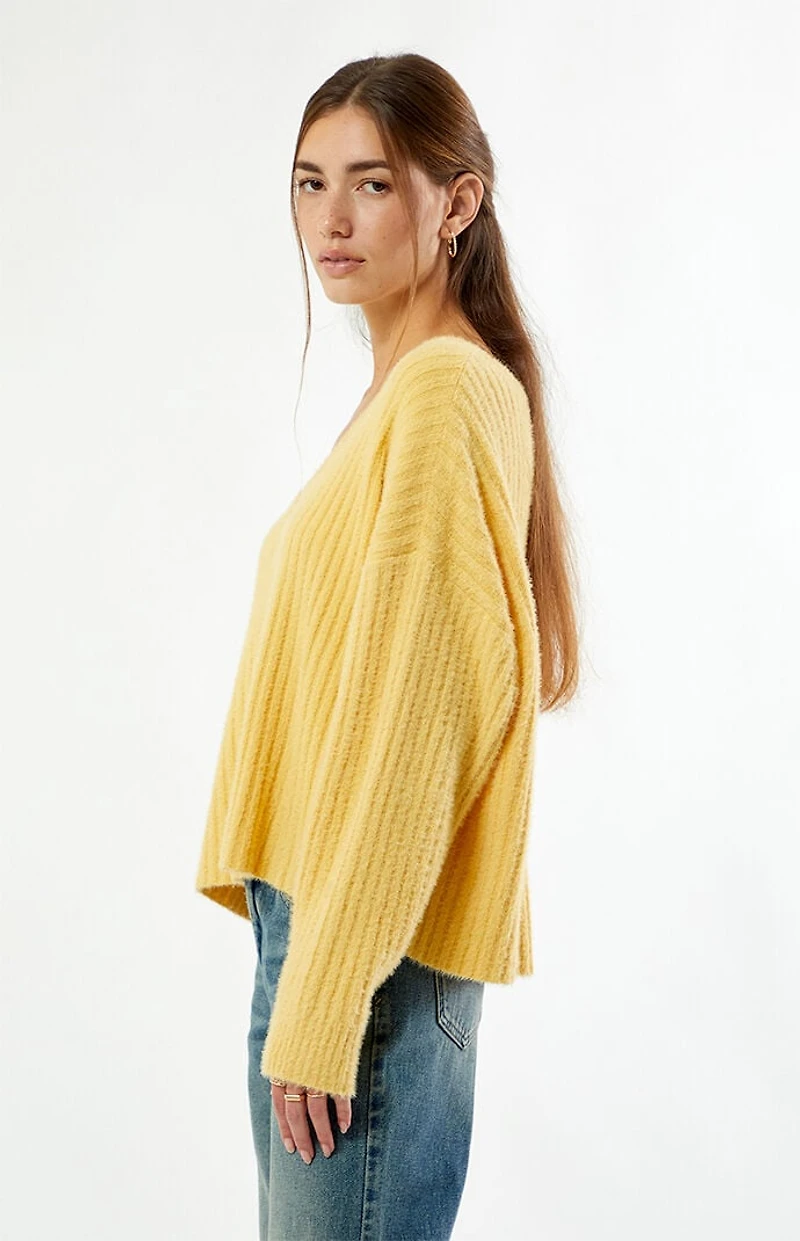 Beverly and Beck Ginger V-Neck Fuzzy Sweater
