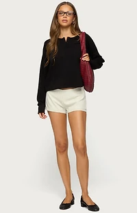 Edikted Deni Long Sleeve Henley Waffle Top