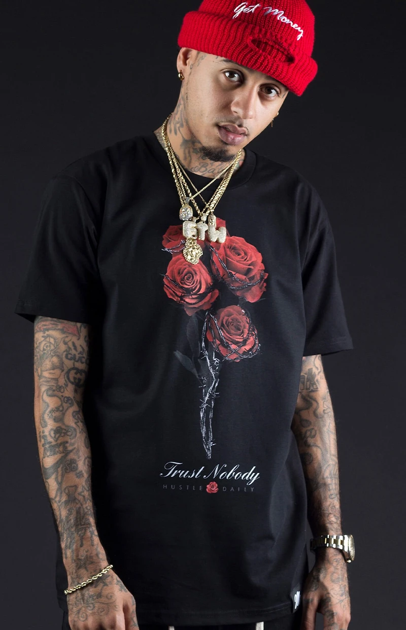 HASTAMUERTE Retro 4 Bred Barbed Roses T-Shirt