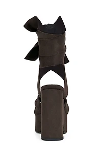 AZALEA WANG Women's Saki Chocolate Platform Wrap Sandals