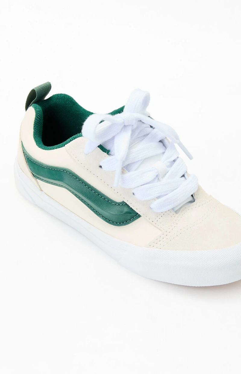 Vans Kids Off White & Green Knu Skool Shoes