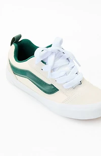 Vans Kids Off White & Green Knu Skool Shoes