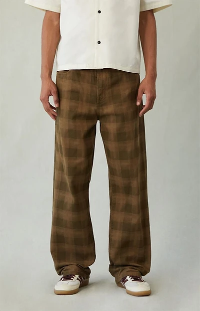 Pacsun Dylan Baggy Jeans Plaid Brown