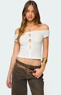 Edikted Layken Off Shoulder Texture Top