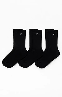 Pacsun 3 Pack Black Embroidered Basic Crew Socks