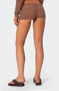 Edikted Betsy Tie Front Knitted Shorts