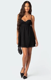 Edikted Bonny Lace Trim Cotton Mini Dress