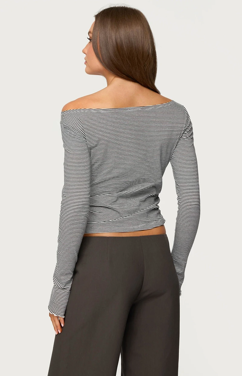 Edikted Leyna Striped Off Shoulder Top