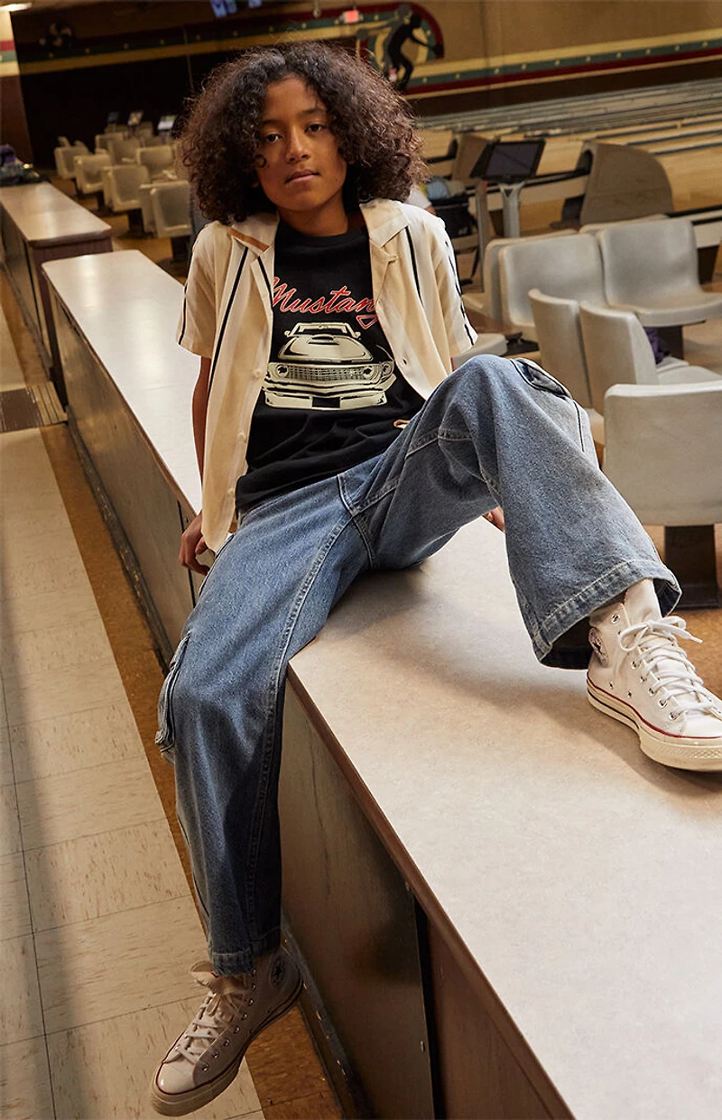 Pacsun Kids Striped Oversized Camp Shirt