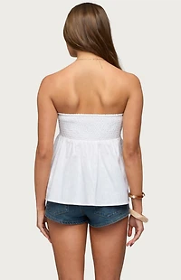 Edikted Linen Look Strapless Babydoll Top