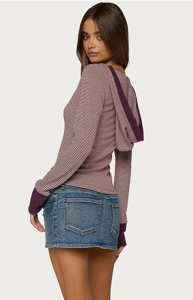 Edikted Kadia Striped Hooded Top