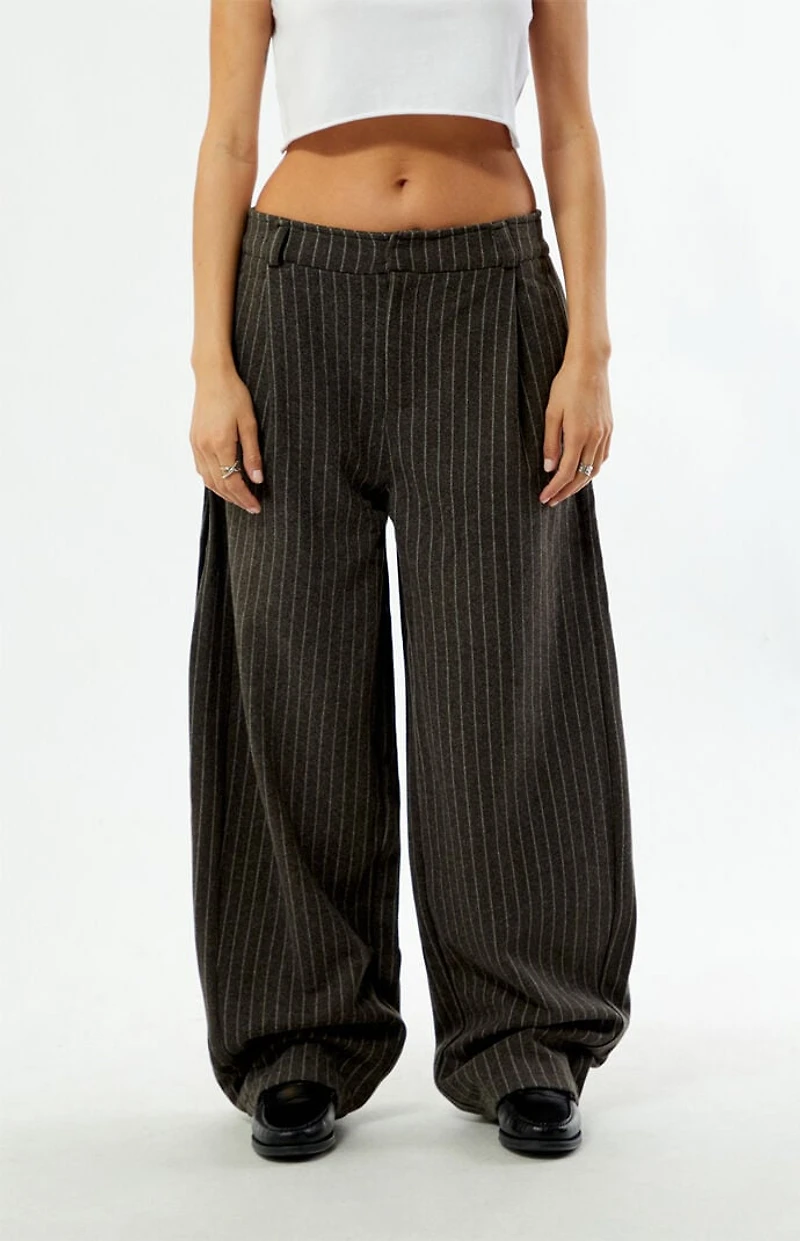 Daisy Street Pinstripe Dove Low Rise Baggy Trousers