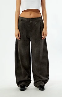 Daisy Street Pinstripe Dove Low Rise Baggy Trousers