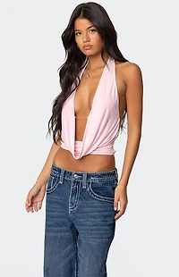 Edikted Deep Cowl Neck Open Back Top