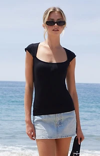 John Galt Black Ella Top