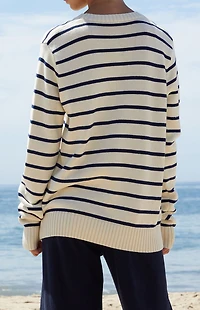 John Galt White & Blue Striped Sweater