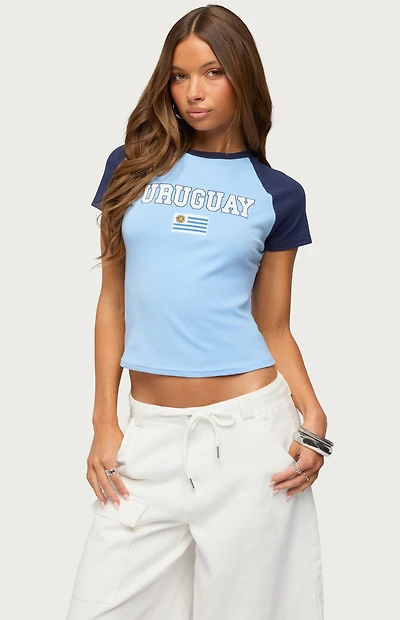 Edikted Uruguay Contrast Raglan T-Shirt