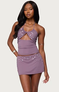 Edikted Luana Studded Cut Out Halter Top