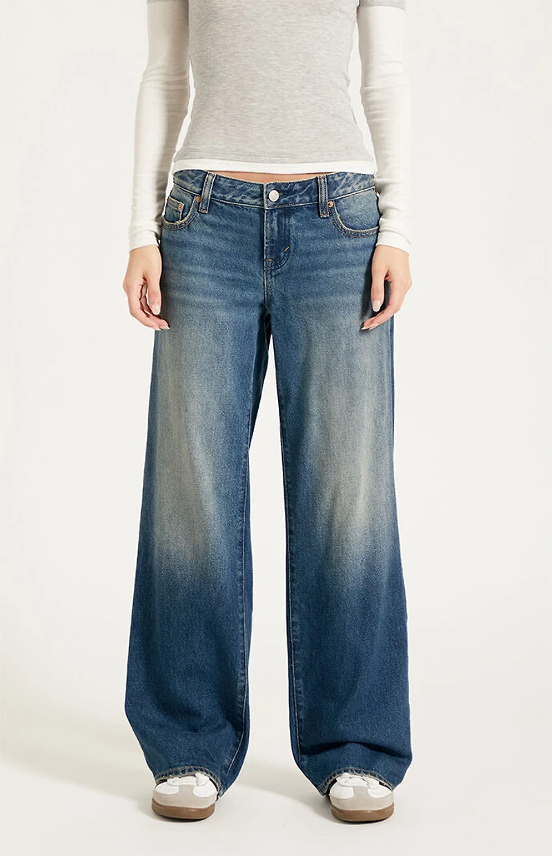 Pacsun Zoe Low Rise Girlfriend Jeans Medium Indigo