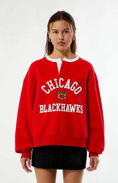 WILD COLLECTIVE x NHL Chicago Blackhawks Henley Sweatshirt