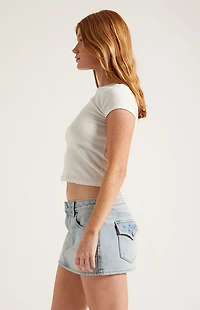 Pacsun Piper Floral Embroidered Rhinestone Denim Micro Mini Skirt