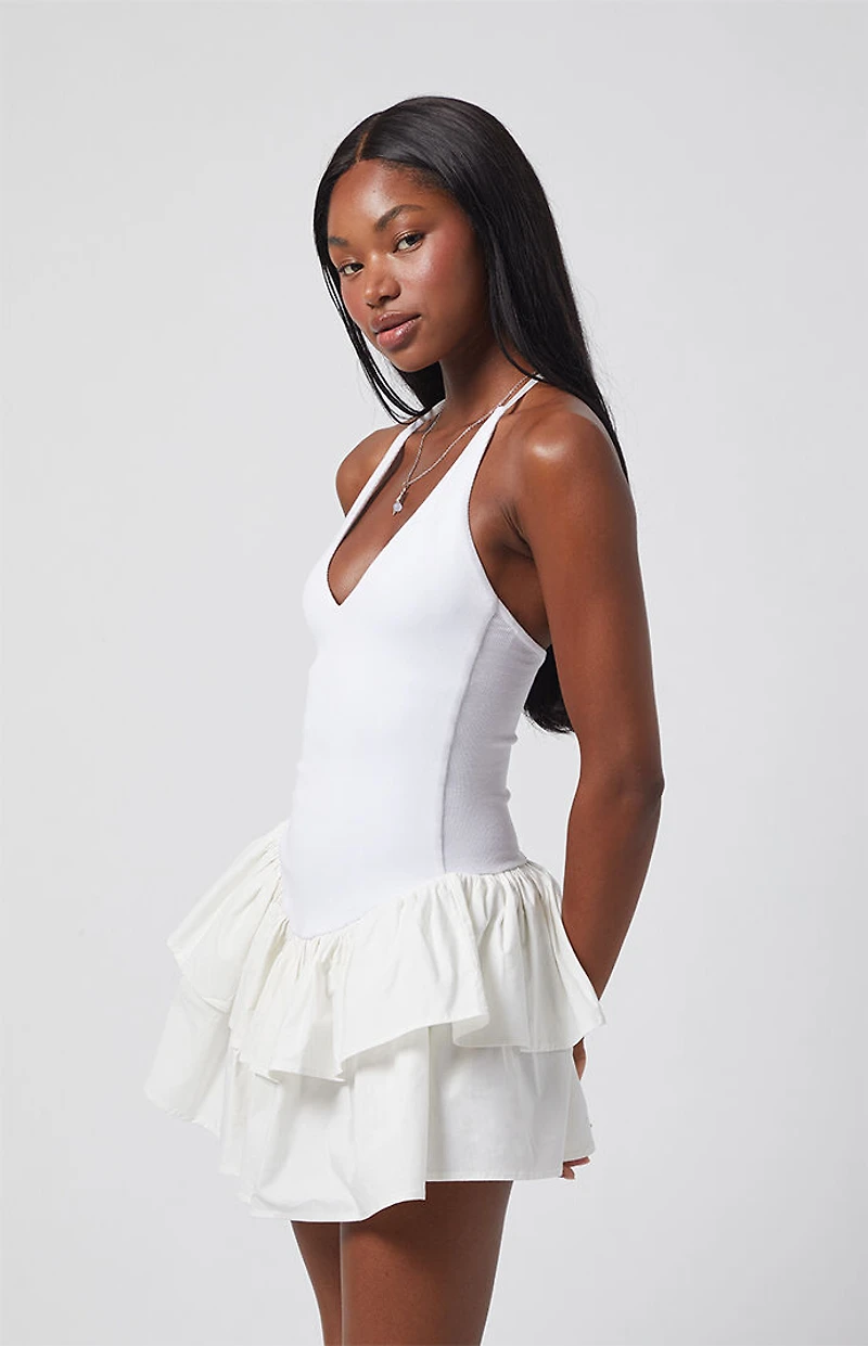 Beverly and Beck Drop Waist Halter Mini Dress