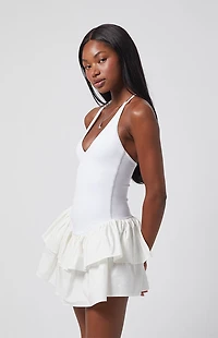 Beverly and Beck Drop Waist Halter Mini Dress