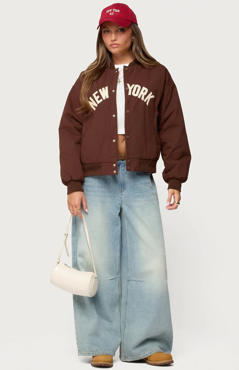 Edikted Big Apple Oversized Bomber Jacket