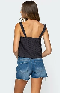 Edikted Tami Eyelet Ruffle Tank Top