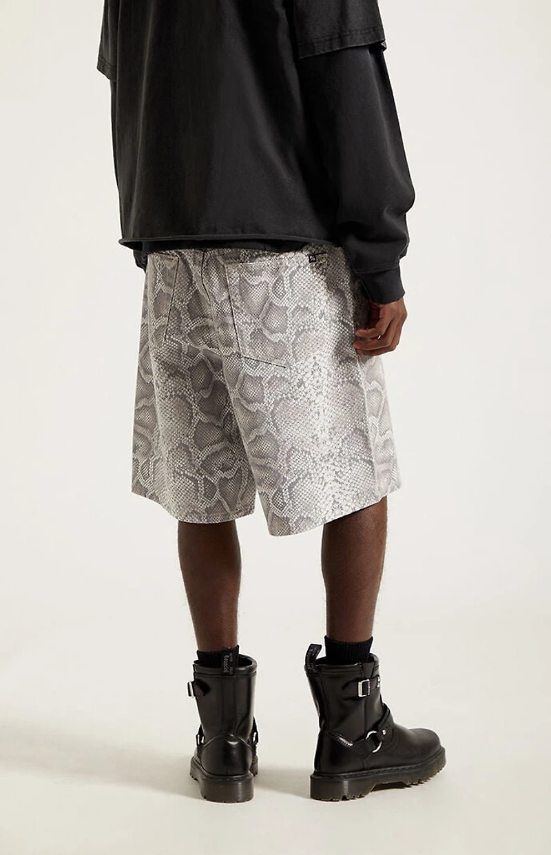 Pacsun Parker Baggy Denim Shorts Snake Print