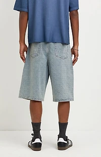 Pacsun Austin Extreme Baggy Jean Shorts Textured Slub Light Blue