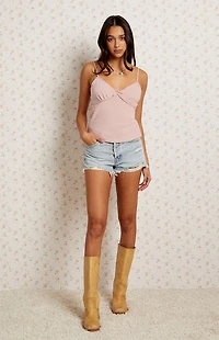 LA Hearts Lace Trim V-Neck Babydoll Tank Top