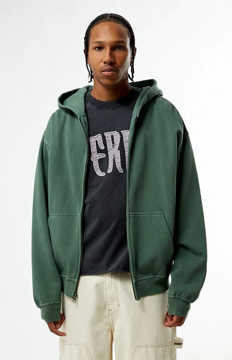 Pacsun Green Vintage Wash Full Zip Hoodie