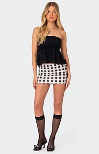 Edikted Linen Look Strapless Peplum Top