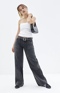 Pacsun Casey Black Button Pocket Low Rise Baggy Jeans