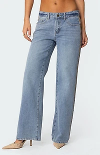 Edikted Faux Suede Stripe Low Rise Jeans