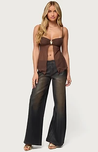 Edikted Reeve Split Front Sheer Mesh Top