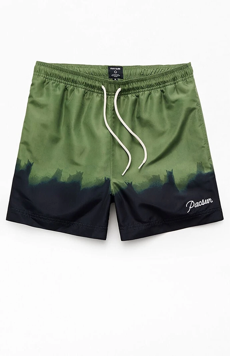 Pacsun Green Stampede 4.5" Volley Swim Trunks
