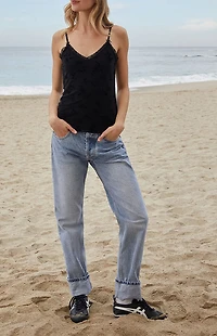 John Galt Black Nicolette Lace Tank Top