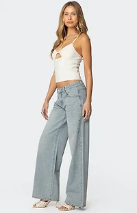 Edikted Everly Studded Low Rise Jeans