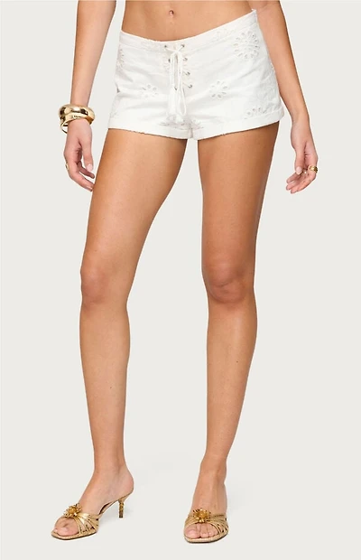 Edikted Trisha Tassle Eyelet Shorts