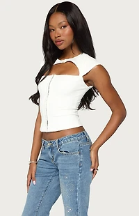 Edikted Dava Hook & Eye Cutout Corset