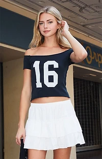 John Galt White Izzy Tiered Mini Skirt