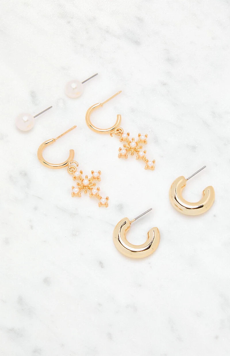 LA Hearts 3 Pack Monica Pearl Earrings