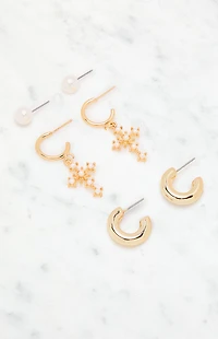 LA Hearts 3 Pack Monica Pearl Earrings