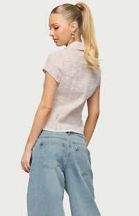 Edikted Naiah Plaid Tailored Button Up Shirt