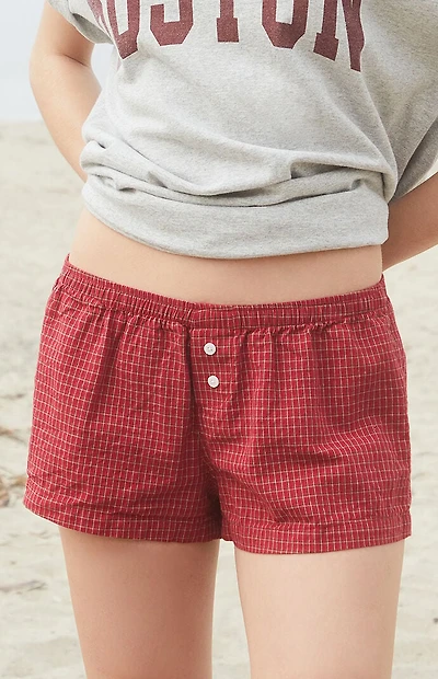 John Galt Red Plaid Keira Boxer Shorts