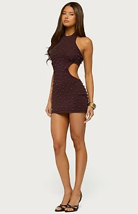 Edikted Kelcey Bead Cutout Knit Mini Dress