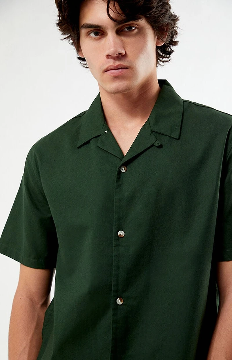 Pacsun Elai Green Linen Camp Shirt